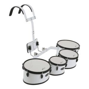 רביעיית תופי מצעד Koala Drums YWMD-440 – לבן, 6 עד 12 אינץ׳ עם מנשא מרופד