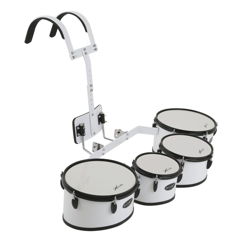 רביעיית תופי מצעד Koala Drums YWMD-440 – לבן, 6 עד 12 אינץ׳ עם מנשא מרופד 2 רביעיית תופי מצעד Koala Drums YWMD-440 לבנה עם מנשא כתפיים – תמונה 2