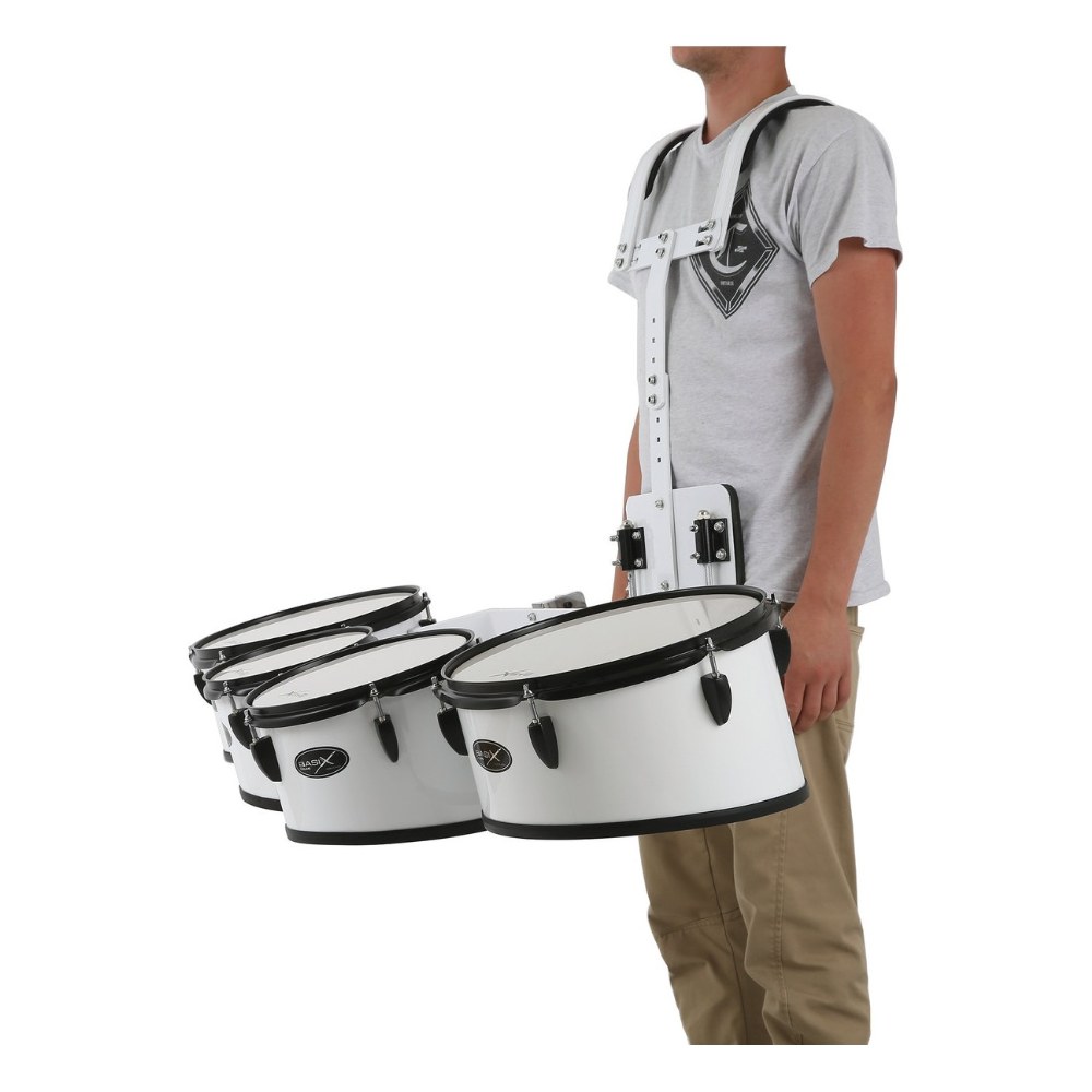רביעיית תופי מצעד Koala Drums YWMD-440 – לבן, 6 עד 12 אינץ׳ עם מנשא מרופד 3 רביעיית תופי מצעד Koala Drums YWMD-440 לבנה עם מנשא כתפיים – תמונה 3
