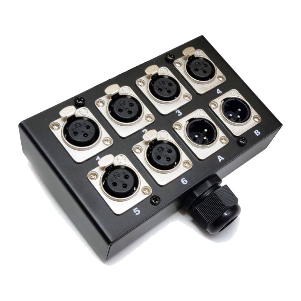 קופסת התקנה עם 8 שקעי XLR (6 נקבה + 2 זכר) – Roxtone 1 קופסת התקנה עם 8 שקעי XLR (6 נקבה + 2 זכר) – Roxtone