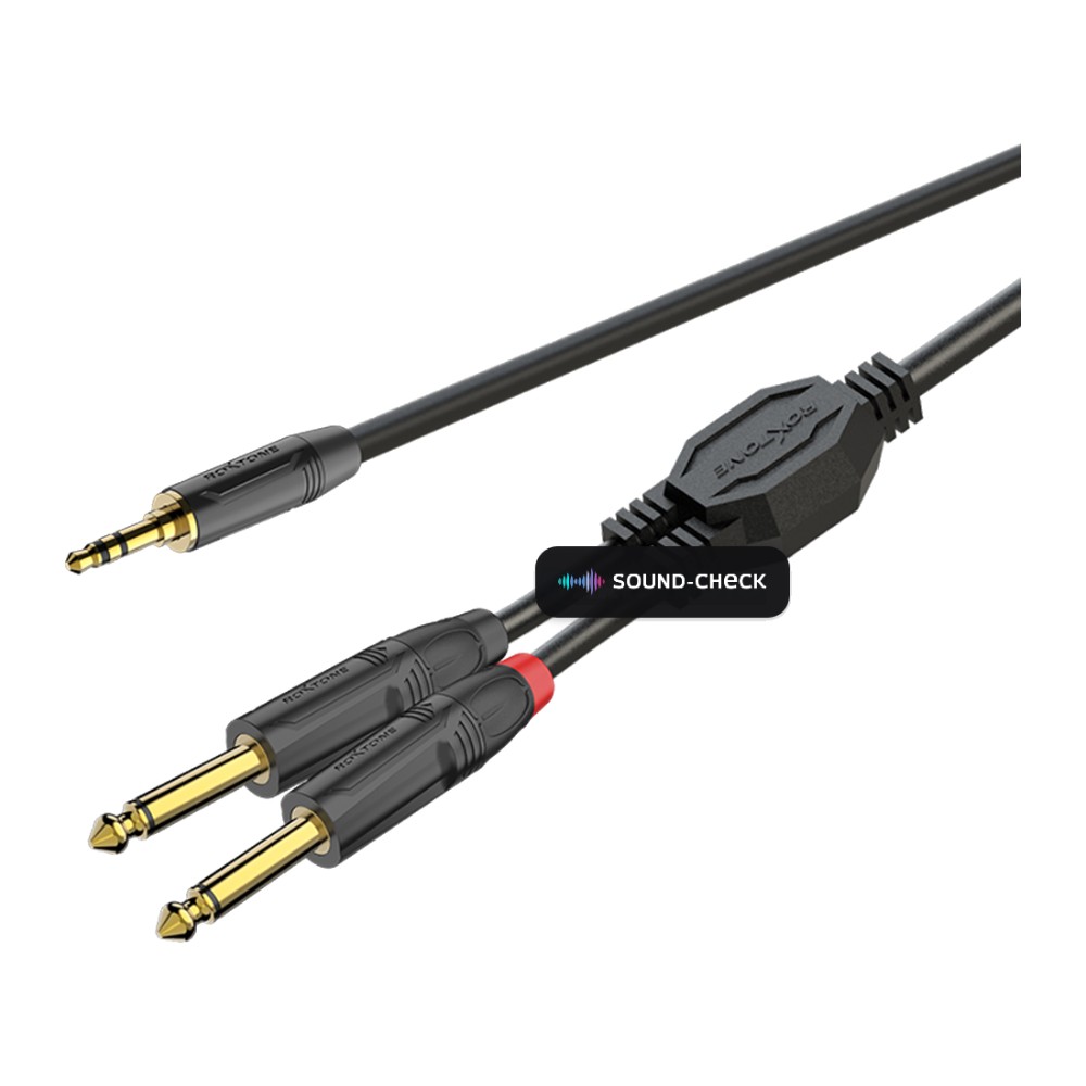 כבל 3.5 מ״מ ל-2×PL 6.3 5 מטר – Roxtone PACC280L5 1 כבל 3.5 מ״מ ל-2×PL 6.3 5 מטר – Roxtone PACC280L5