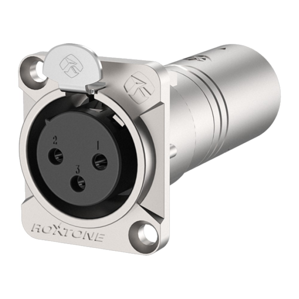 מתאם פאנל XLR נקבה↔זכר (6 ס״מ) – Roxtone RA3XFMD 1 מתאם פאנל XLR נקבה↔זכר (6 ס״מ) – Roxtone RA3XFMD