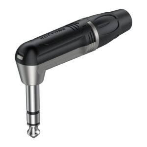 תקע PL 6.3 מ״מ סטריאו Deluxe בזווית 90° – Roxtone RJ3RP-NN (מארז 2 יח׳)