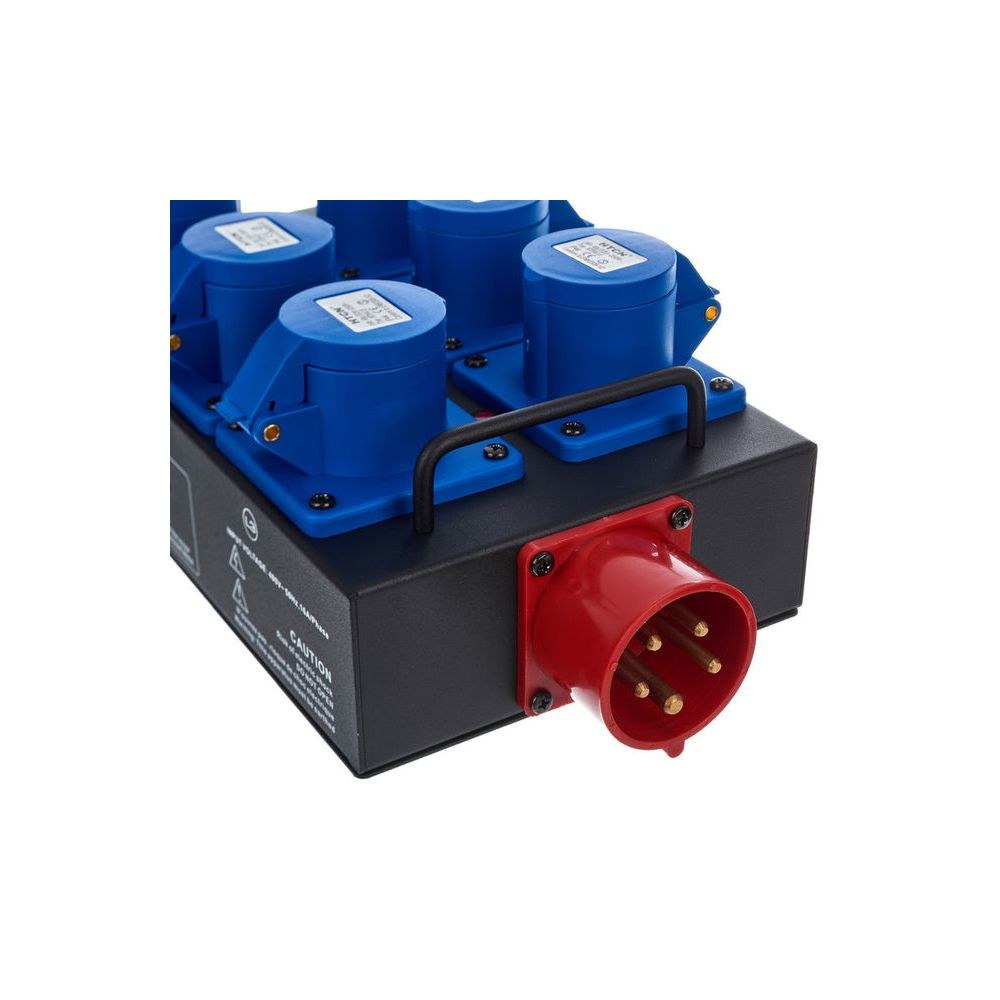 מפצל חשמל CEE 16A תלת-פאזי Botex – 6 יציאות CEE כחולות 230V, בית מתכת, נוריות פאזה 7 מפצל ה-CEE של Botex – מפצל חשמל CEE לבמה, תמונה 7