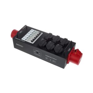 מפצל חשמל לבמה Botex – כניסה ומעבר CEE 32A, 6 שקעי שוקו עם מפסק C16 לכל שקע, בית מתכת לטראס