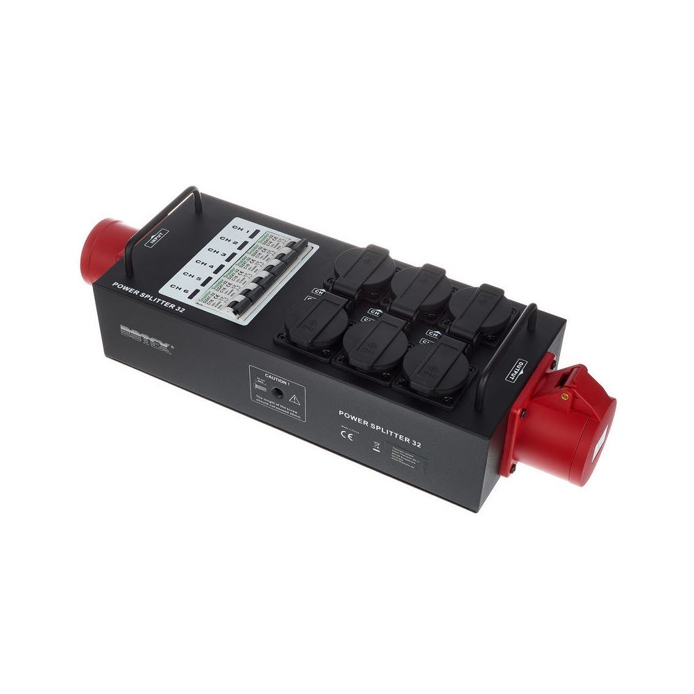 מפצל חשמל לבמה Botex – כניסה ומעבר CEE 32A, 6 שקעי שוקו עם מפסק C16 לכל שקע, בית מתכת לטראס 1 מפצל חשמל לבמה Botex – כניסה ומעבר CEE 32A, 6 שקעי שוקו עם מפסק C16 לכל שקע, בית מתכת לטראס