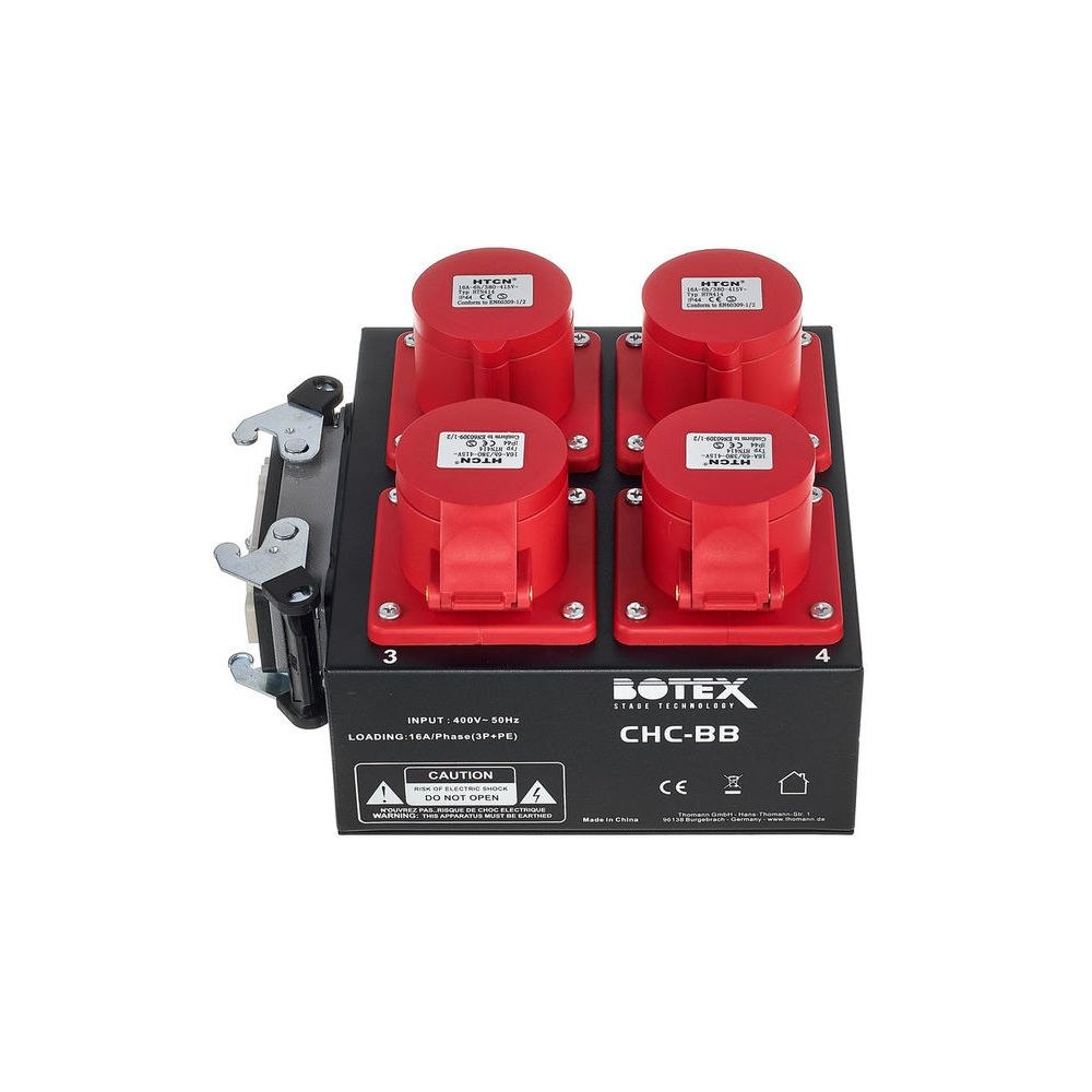 קופסת פיצול למנועי שרשרת Botex – כניסת HARTING 16 פינים ל-4 יציאות CEE 16A, לבקרי CHC 2 קופסת הפיצול ל-4 מנועים – קופסת פיצול למנועי שרשרת, תמונה 2