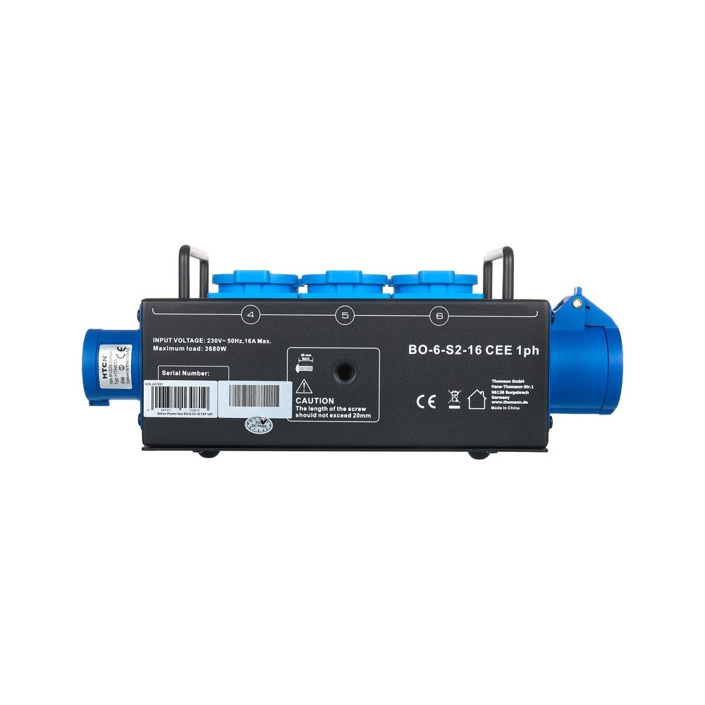 קופסת חלוקת חשמל לבמה Botex – כניסה ומעבר CEE 16A חד-פאזי, 6 שקעי שוקו, בית מתכת, נורית פאזה 7 קופסת החשמל עם 6 השקעים – קופסת חלוקת חשמל, תמונה 7