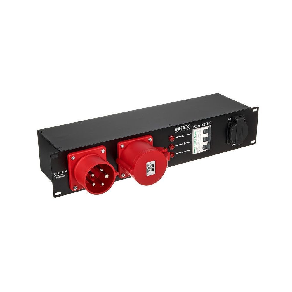לוח חלוקת חשמל לבמה Botex לראק 2U – כניסת CEE 32A, יציאת CEE 32A, 7 שקעים, 3 מפסקי RCBO 3 לוח החשמל עם מפסקי ה-RCBO – לוח חלוקת חשמל, תמונה 3