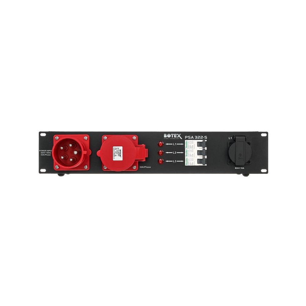 לוח חלוקת חשמל לבמה Botex לראק 2U – כניסת CEE 32A, יציאת CEE 32A, 7 שקעים, 3 מפסקי RCBO 5 לוח החשמל עם מפסקי ה-RCBO – לוח חלוקת חשמל, תמונה 5
