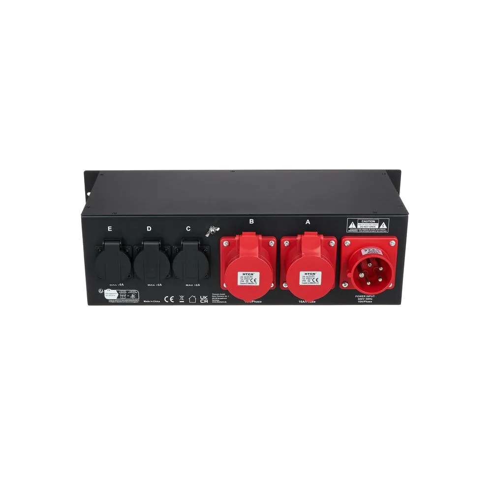 לוח חלוקת חשמל לבמה Botex לראק 3U – כניסת CEE 16A, יציאות CEE ושוקו, 5 מפסקי פחת RCBO 4 לוח החלוקה 3U עם מפסקי פחת – לוח חלוקת חשמל לבמה, תמונה 4