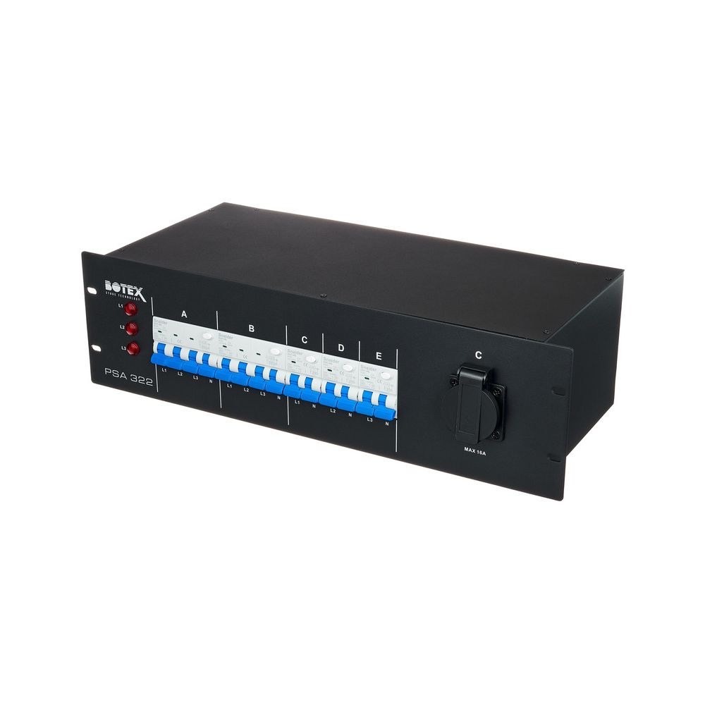 לוח חלוקת חשמל לבמה Botex – כניסת CEE 32A תלת-פאזית, 2 יציאות CEE 16A, 3 שקעים, מפסקי פחת, 3U 1 לוח חלוקת חשמל לבמה Botex – כניסת CEE 32A תלת-פאזית, 2 יציאות CEE 16A, 3 שקעים, מפסקי פחת, 3U