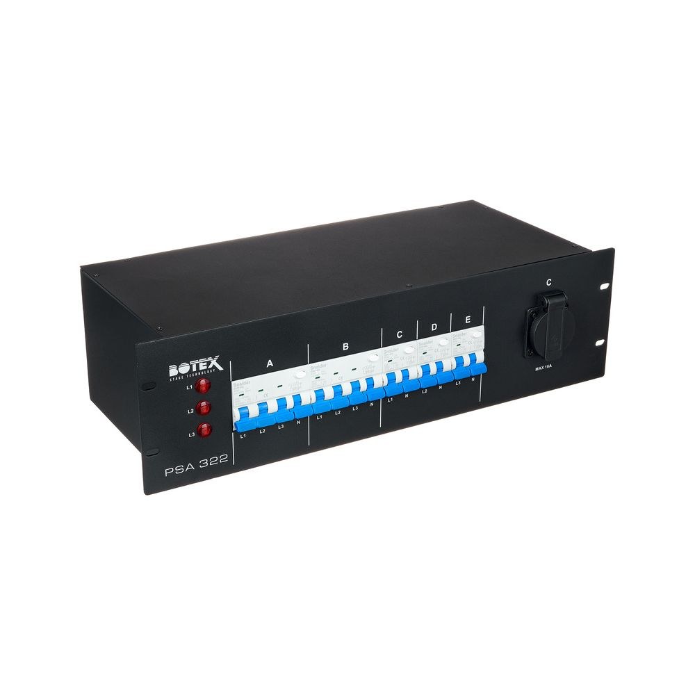 לוח חלוקת חשמל לבמה Botex – כניסת CEE 32A תלת-פאזית, 2 יציאות CEE 16A, 3 שקעים, מפסקי פחת, 3U 3 לוח החשמל לבמה של Botex – לוח חלוקת חשמל לבמה, תמונה 3