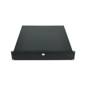 מגירת ראק 19 אינץ׳ 2U עם מנעול Flyht Pro – עומק 45 ס״מ, פתיחה מלאה, מתכת, שחור (יבוא בלעדי)