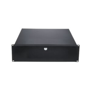 מגירת ראק 19 אינץ׳ 3U עם מנעול Flyht Pro – עומק 40 ס״מ, פתיחה מלאה, מתכת, שחור (יבוא בלעדי)