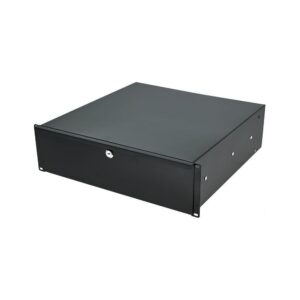 מגירת ראק 19 אינץ׳ 3U עם מנעול Flyht Pro – עומק 45 ס״מ, פתיחה מלאה, מתכת, שחור (יבוא בלעדי)
