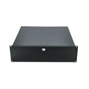 מגירת ראק 19 אינץ׳ 3U עם מנעול Flyht Pro – עומק 45 ס״מ, פתיחה מלאה, מתכת, שחור (יבוא בלעדי)