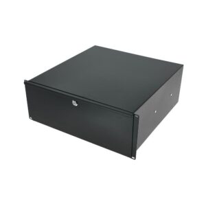 מגירת ראק 19 אינץ׳ 4U עם מנעול Flyht Pro – עומק 45 ס״מ, פתיחה מלאה, מתכת, שחור (יבוא בלעדי)