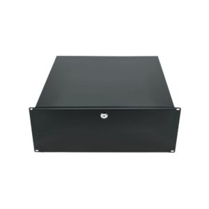 מגירת ראק 19 אינץ׳ 4U עם מנעול Flyht Pro – עומק 45 ס״מ, פתיחה מלאה, מתכת, שחור (יבוא בלעדי)