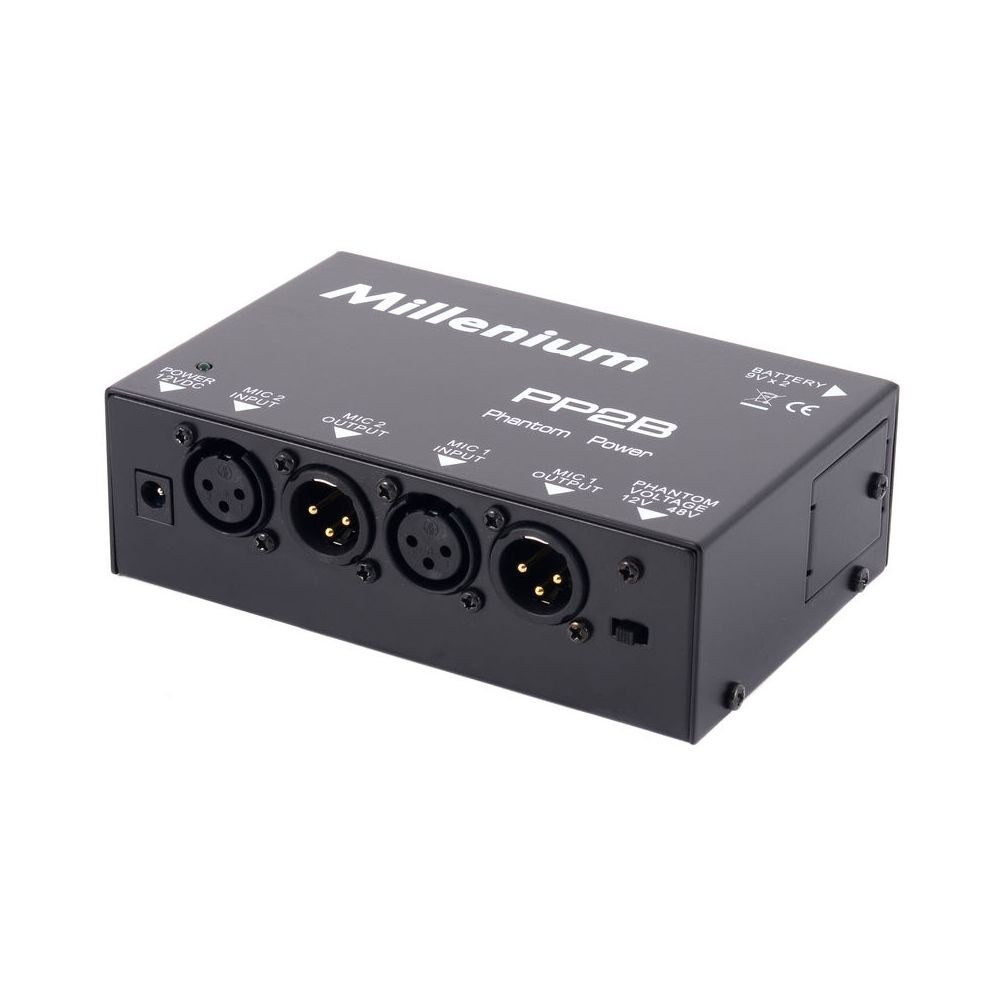 ספק פאנטום כפול Millenium 12V/48V – 2 ערוצי XLR, הזנה מספק או מסוללות (יבוא בלעדי) 1 ספק פאנטום כפול Millenium 12V/48V – 2 ערוצי XLR, הזנה מספק או מסוללות