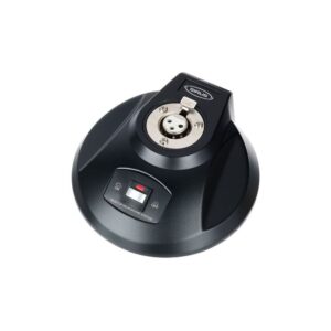 בסיס שולחני למיקרופון Sirus – מתג Push-to-Talk / Push-to-Mute שקט, נורית LED, XLR, פנטום 48V