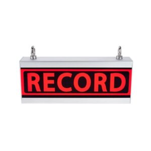 שלט מואר RECORDING לאולפן Stairville – כיתוב מתחלף, גוף אלומיניום, ממסר לשליטה חיצונית, ספק כלול