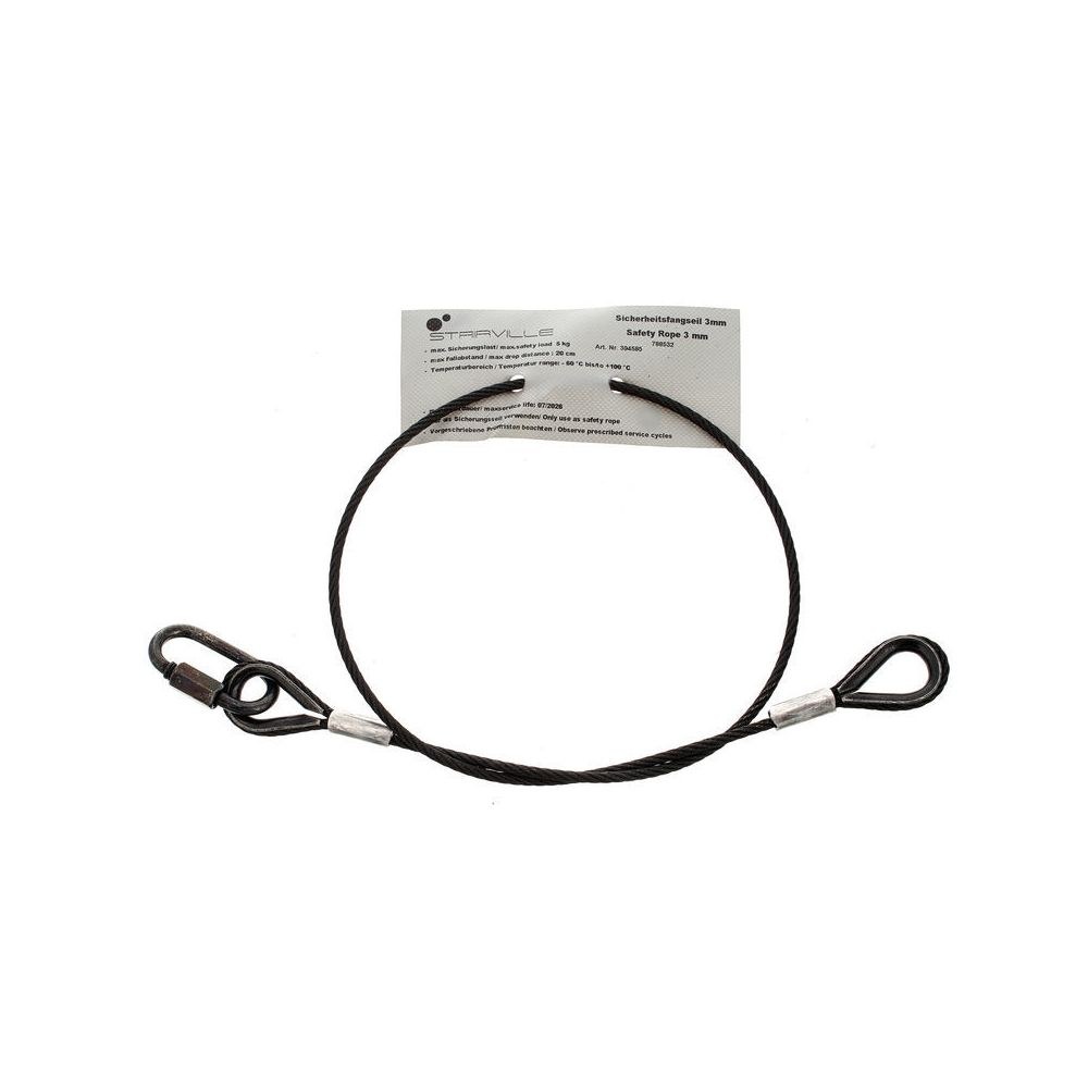 סט 10 כבלי ביטחון שחורים Stairville – 60 ס״מ, כבל פלדה 3 מ״מ, עד 5 ק״ג, לפנסים קלים ולאפקטים 4 סט כבלי הביטחון 3 מ״מ – כבלי ביטחון, תמונה 4