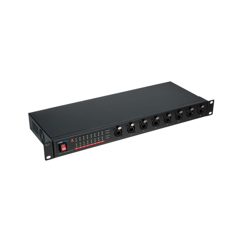 סוויץ׳ רשת גיגהביט לראק Swissonic – 16 יציאות, 8 etherCON בחזית, 8 PoE בגב, 1U (יבוא בלעדי) 3 סוויץ׳ הבמה של Swissonic – סוויץ׳ רשת לראק, תמונה 3