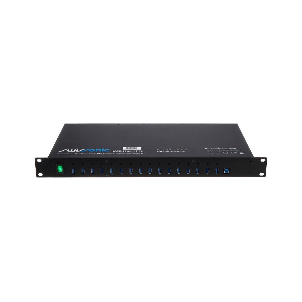 רכזת USB 3.0 לראק Swissonic עם 16 יציאות – תחנת טעינה 19 אינץ׳ 1U, נורית לכל יציאה (יבוא בלעדי) 2 רכזת ה-USB לראק של Swissonic – רכזת USB לראק, תמונה 2