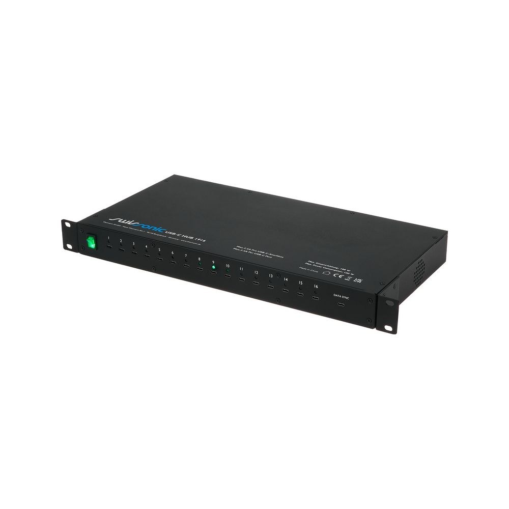 רכזת USB-C לראק Swissonic עם 16 יציאות – תחנת טעינה 19 אינץ׳ 1U, עד 100W, נורית לכל יציאה 1 רכזת USB-C לראק Swissonic עם 16 יציאות – תחנת טעינה 19 אינץ׳ 1U, עד 100W, נורית לכל יציאה
