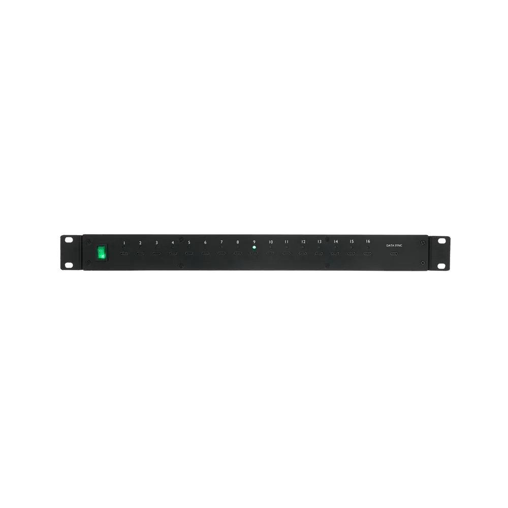 רכזת USB-C לראק Swissonic עם 16 יציאות – תחנת טעינה 19 אינץ׳ 1U, עד 100W, נורית לכל יציאה 5 רכזת ה-USB-C לראק – רכזת USB לראק, תמונה 5