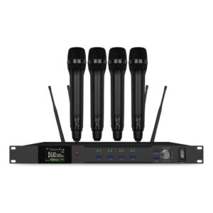סט 4 מיקרופונים אלחוטיים ידניים Polman DYLAN-5004 – UHF עם טווח של עד 150 מטר
