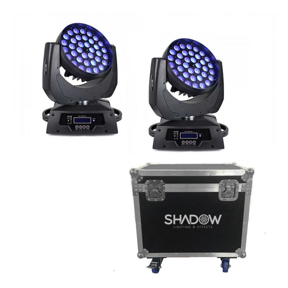 סט מובינג לד Shadow Zoom Wash 36×12W – זום, לדי CREE וקייס קשיח עם גלגלים 1 סט מובינג לד Shadow Zoom Wash 36×12W עם קייס קשיח