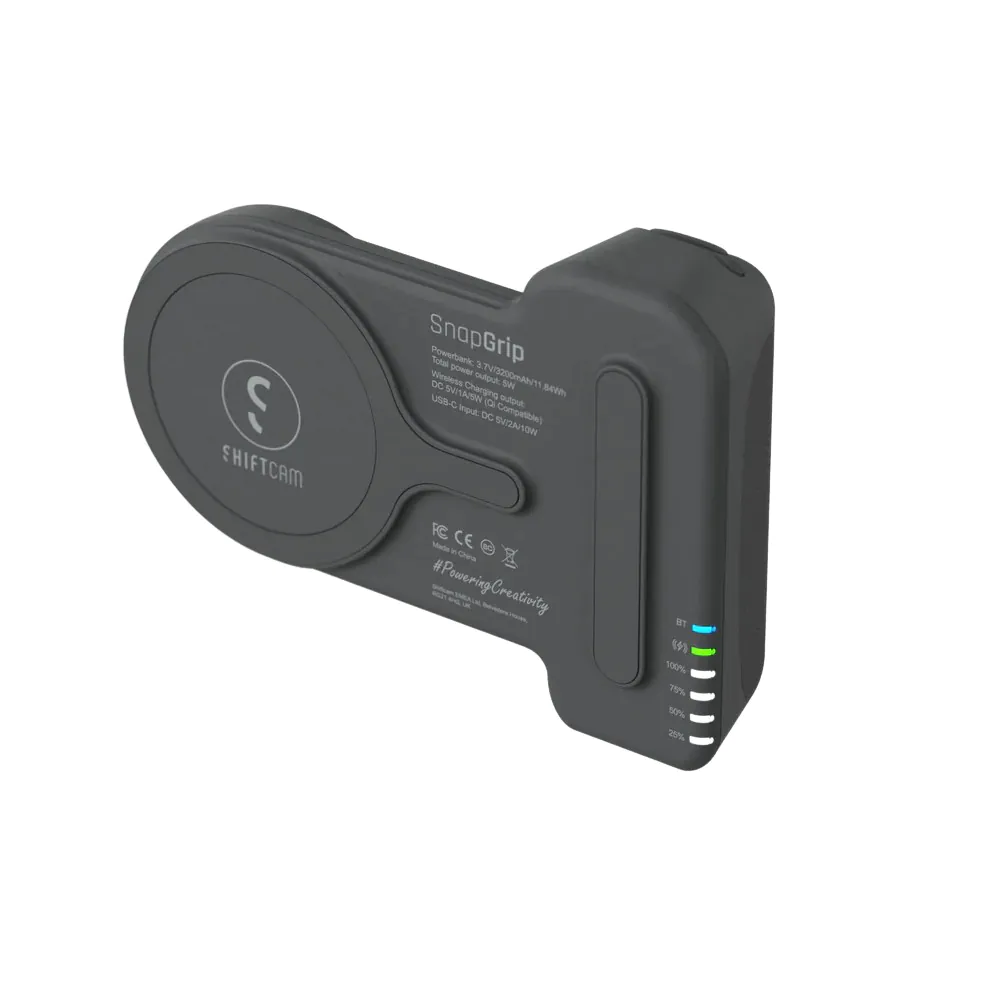 ידית צילום מגנטית עם סוללה ShiftCam SnapGrip – 3200mAh, טעינה אלחוטית וכפתור צילום Bluetooth 3 ShiftCam SnapGrip ידית צילום מגנטית עם סוללה 3