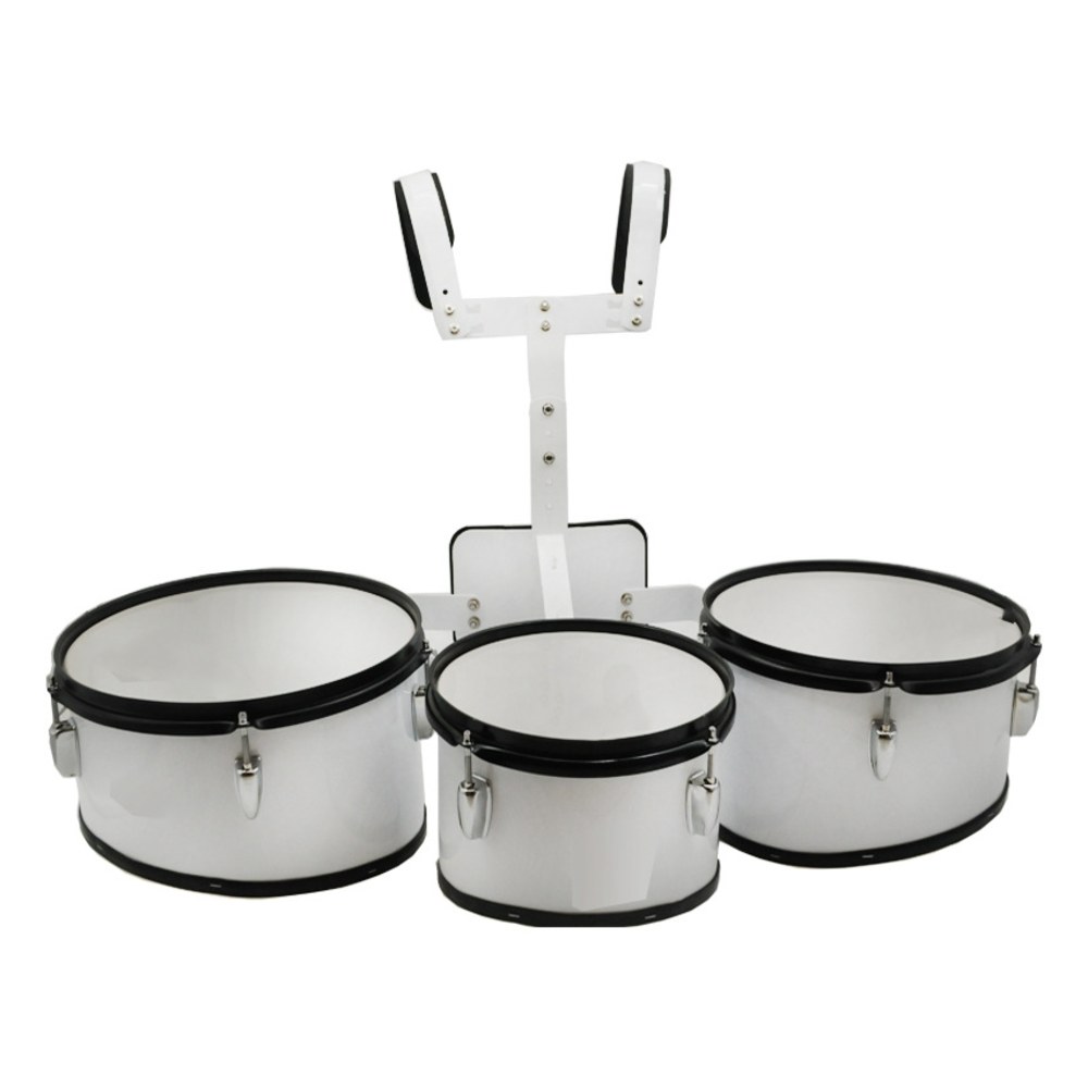 שלישיית תופי מצעד Koala Drums YWMD-330 – לבן, 8+10+12 אינץ׳ כולל רתמה 1 שלישיית תופי מצעד Koala Drums YWMD-330 לבנה עם רתמת נשיאה
