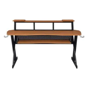שולחן אולפן פרימיום Musiea EX100 – מתלה 4U בשלושה צדדים ומגש מקלדת, עץ דובדבן