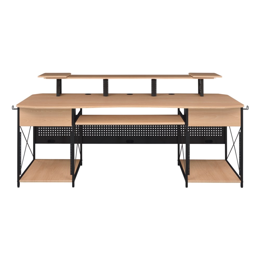 שולחן אולפן Musiea EX200 – מתלי ראק 3x4U ו-2x9U ומגש מקלדת נשלף, עץ אלון 4 שולחן אולפן Musiea EX200 בגוון עץ אלון – תמונה 4