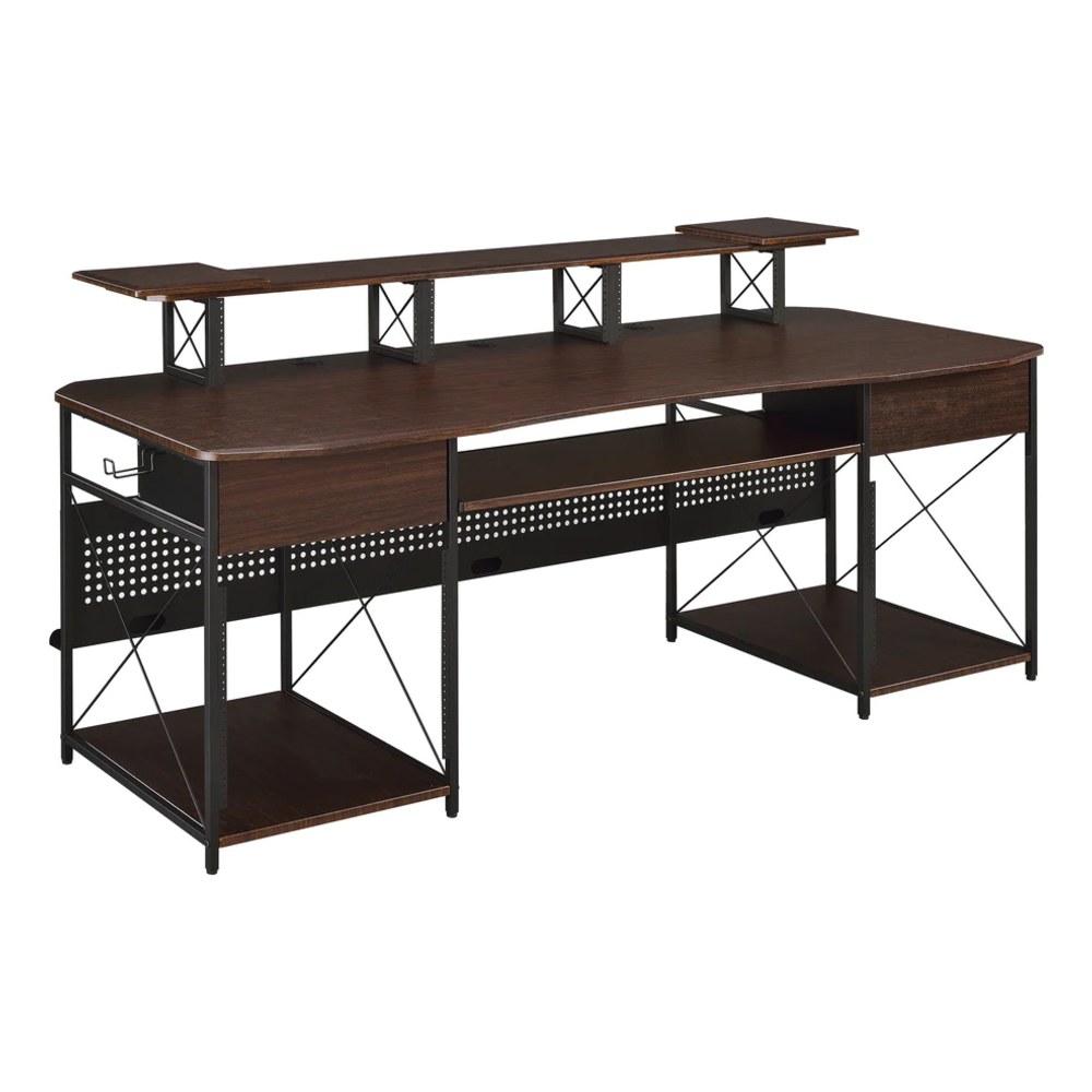 שולחן אולפן Musiea EX200 – מתלי ראק 3x4U ו-2x9U ומגש מקלדת נשלף, עץ אגוז 2 שולחן אולפן Musiea EX200 בגוון עץ אגוז – תמונה 2