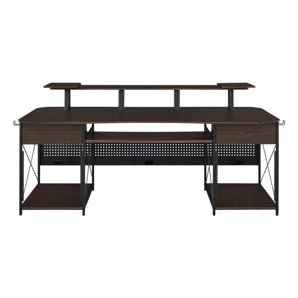 שולחן אולפן Musiea EX200 – מתלי ראק 3x4U ו-2x9U ומגש מקלדת נשלף, עץ אגוז 4 שולחן אולפן Musiea EX200 בגוון עץ אגוז – תמונה 4
