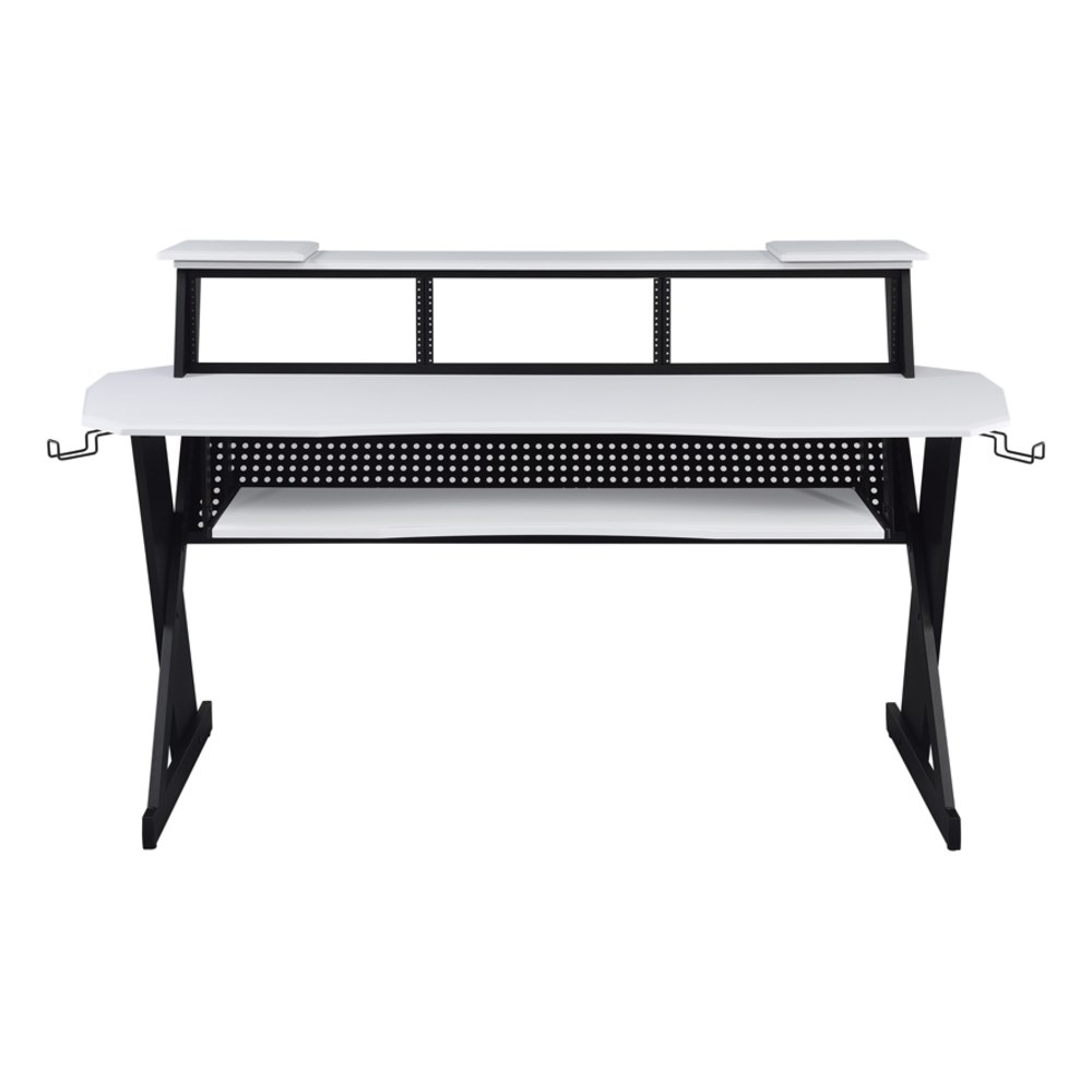 שולחן אולפן Musiea EX100 לבן – ראק 4U בשלושה צדדים ומגש מקלדת נשלף 3 שולחן אולפן Musiea EX100 בצבע לבן עם ראק 4U ומגש מקלדת נשלף – תמונה 3