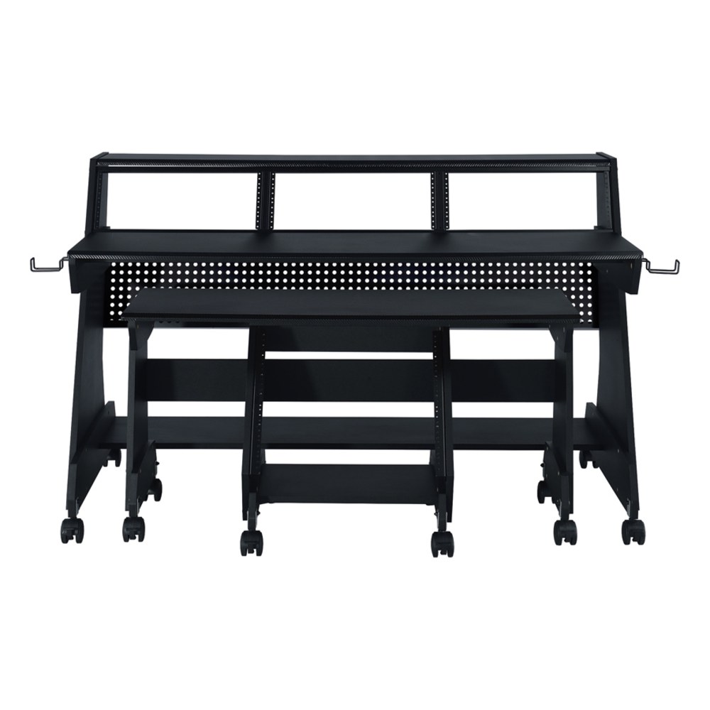 שולחן אולפן Musiea EX88 – עם מעמד מקלדת 88 קלידים, מסילות ראק 4U וגלגלים 2 שולחן אולפן Musiea EX88 עם מעמד מקלדת ומדף עליון – תמונה 2