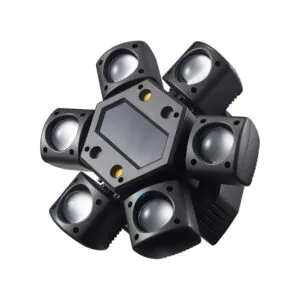 פנס ראש נע LED עם שש זרועות ביים ולוח סטרובוסקופ – 80W, DMX512 ושלט רחוק