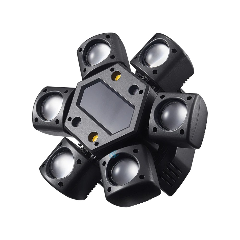 פנס ראש נע LED עם שש זרועות ביים ולוח סטרובוסקופ – 80W, DMX512 ושלט רחוק 1 פנס ראש נע LED עם שש זרועות ביים ולוח סטרובוסקופ