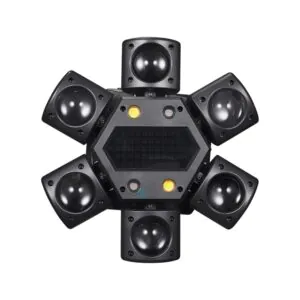 פנס ראש נע LED עם שש זרועות ביים ולוח סטרובוסקופ – 80W, DMX512 ושלט רחוק