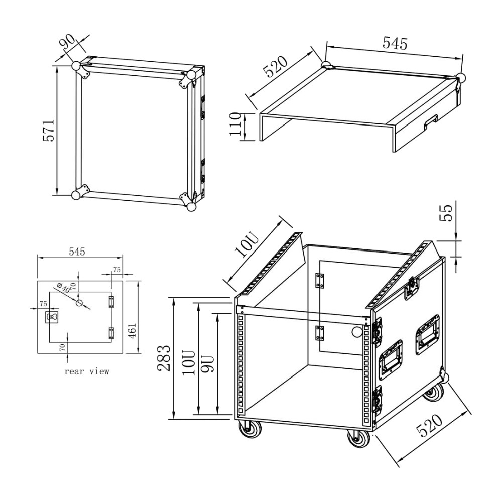 קייס ראק משולב 10U + מקום למיקסר (Slant) עם גלגלים – Speed Case SC-MC10U 5 קייס ראק משולב 10U + מקום למיקסר (Slant) עם גלגלים – Speed Case SC-MC10U – תמונה 4