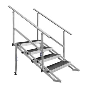 מדרגות מתכווננות לבמה – 4 שלבים עם מעקות – Speed Truss S2 STAIR-4-100