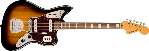 Squier Classic Vibe '70s Jaguar – גיטרה חשמלית 3-Color Sunburst 1 גיטרת Squier Classic Vibe ’70s Jaguar 3-Color Sunburst – מבט קדמי מלא