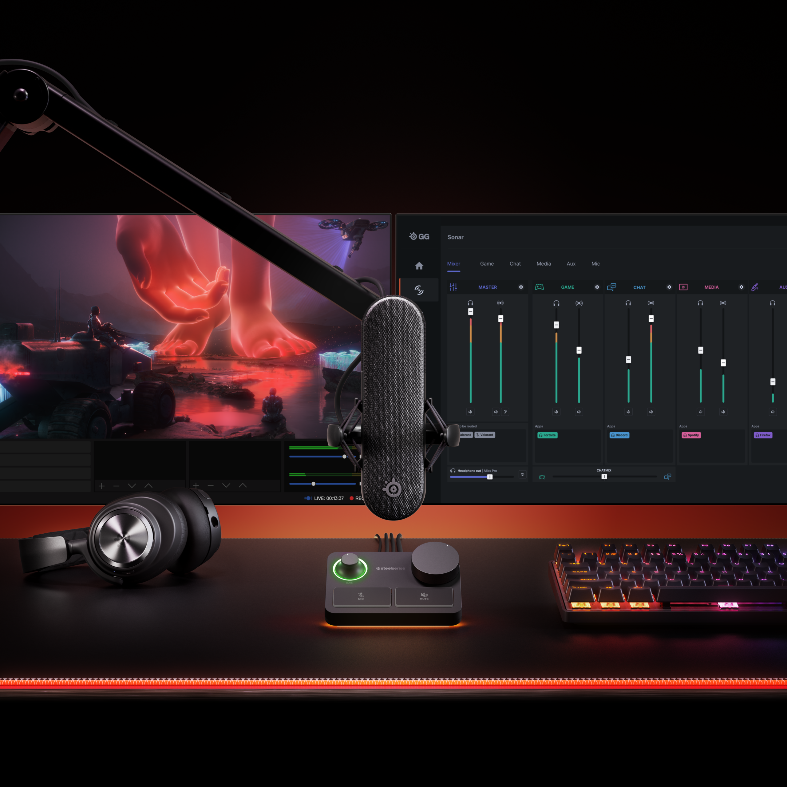 מיקרופון XLR לסטרימינג וגיימינג SteelSeries Alias Pro – קפסולה 1 אינץ׳ ומיקסר XLR Stream Mixer 5 SteelSeries Alias Pro מיקרופון XLR לסטרימינג 5