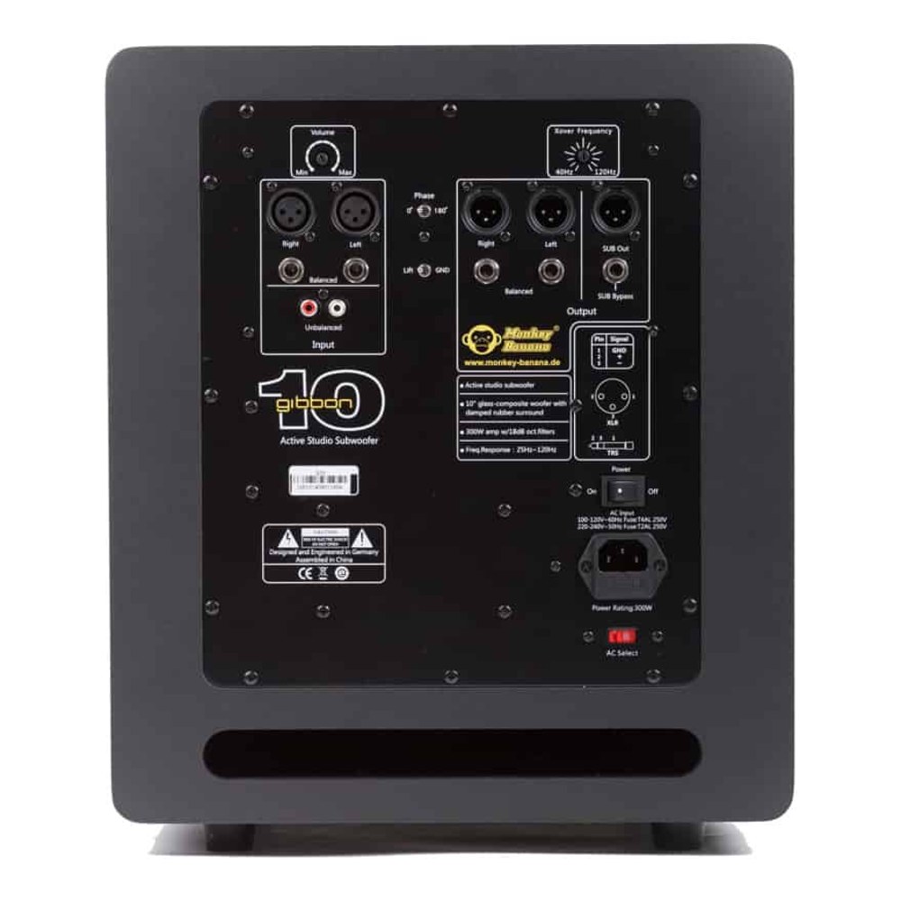 סאב וופר אולפני Monkey Banana Gibbon10 שחור – 10 אינץ׳, תגובה 20–200Hz ו-300W 3 סאב וופר אולפני Monkey Banana Gibbon10 שחור 10 אינץ׳ – תמונה 3