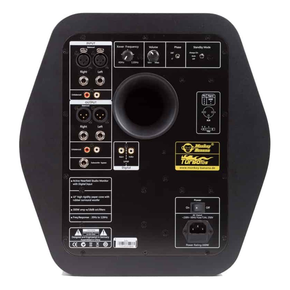 סאב וופר אולפני Monkey Banana Turbo 10s שחור – 300W, קרוסאובר מתכוונן ו-S/PDIF 3 סאב וופר אולפני Monkey Banana Turbo 10s שחור 10 אינץ׳ – תמונה 3